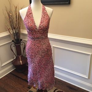BCBGMaxAzria Halter Chiffon Leopard Print Sz 4
